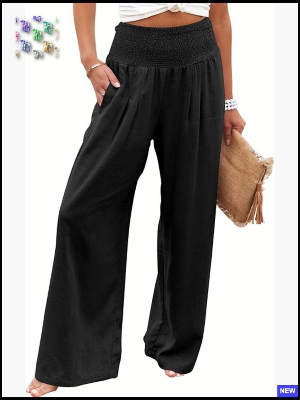 Wide Leg Linen Palazzo Pants High Waist Boho Summer Lounge Beach Travel